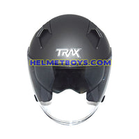 TRAX TZ301 MATT GREY TITAN Sunvisor Helmet front view