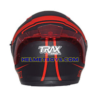 TRAX TZ301 G3 MATT BK RED Motorcycle Sunvisor Helmet back view