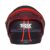 TRAX TZ301 G3 MATT BK RED Motorcycle Sunvisor Helmet back view