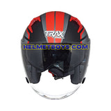 TRAX TZ301 G3 MATT BK RED Motorcycle Sunvisor Helmet front view
