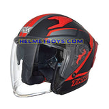 TRAX TZ301 G3 MATT BK RED Motorcycle Sunvisor Helmet slant view