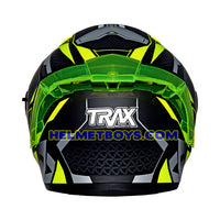TRAX TZ301 G4 MATT YELLOW Motorcycle Sunvisor Helmet back view