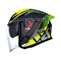 TRAX TZ301 G4 MATT YELLOW Motorcycle Sunvisor Helmet side view