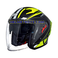 TRAX TZ301 G4 MATT YELLOW Motorcycle Sunvisor Helmet slant view