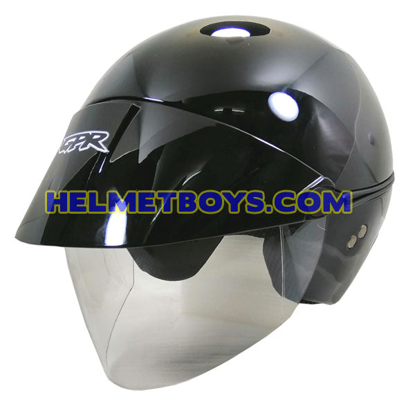 GPR AEROJET Shorty Motorcycle Helmet glossy black slant view
