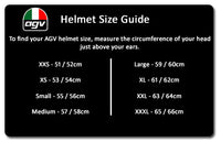 AGV K3 SV MISANO Full Face Motorcycle Helmet size fitting guide