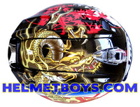ARAI RAM VZRAM Oriental2 Motorcycle Helmet top view golden dragon