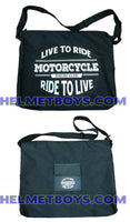 LIVE TO RIDE TO LIVE motorcycle strap bag open face