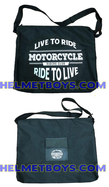 LIVE TO RIDE TO LIVE motorcycle strap bag open face