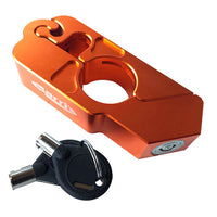 Motorcycle throttle brake clutch security anti-theft lock orange color