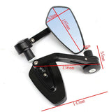 Motorcycle Handle Bar End Side Mirrors dimension