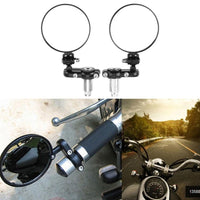 Motorcycle Handle Bar End Rearview Side Mirrors Round