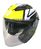 TARAZ Graphic Motorcycle Helmet matt yellow slant view