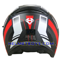 TARAZ Graphic Motorcycle Helmet matt red white back view