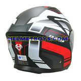 TARAZ Graphic Motorcycle Helmet matt red white back flip view