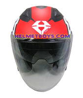 TARAZ Graphic Motorcycle Helmet matt red white front view