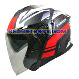 TARAZ Graphic Motorcycle Helmet matt red white side view
