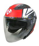 TARAZ Graphic Motorcycle Helmet matt red white slant view