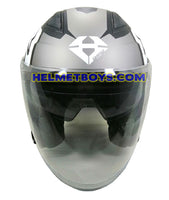 TARAZ Graphic Motorcycle Helmet matt grey white front view