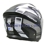 TARAZ Graphic Motorcycle Helmet matt grey white backflip view
