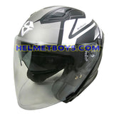 TARAZ Graphic Motorcycle Helmet matt grey white slant view