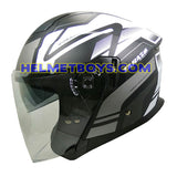 TARAZ Graphic Motorcycle Helmet matt grey white side view