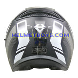 TARAZ Graphic Motorcycle Helmet matt grey white backfull view 