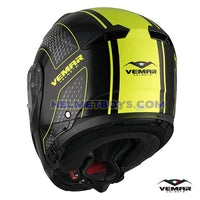 EMAR Sharki HIVE Flip Up Motorcycle Helmet matt yellow back view